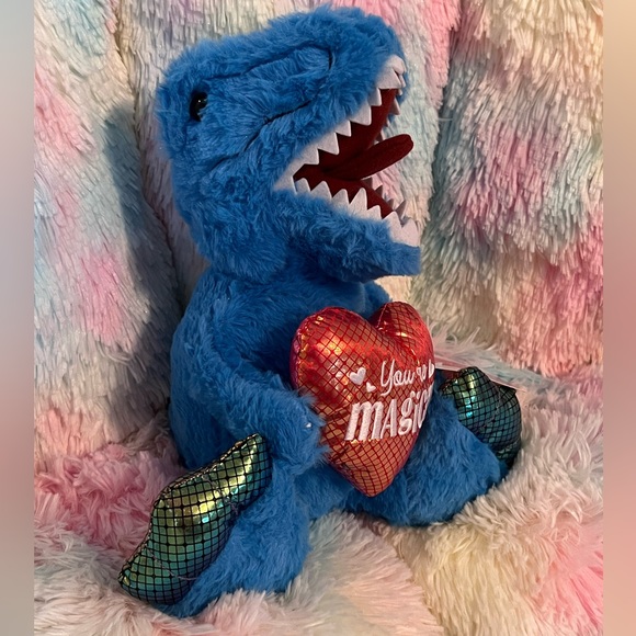You’re MAGICAL Blue Dinosaur with Shiny Heart and Toes 11”x11” Stuffed Animal - Picture 2 of 11